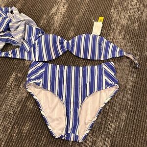 Gianni Bini bathing suit, royal blue striped, medium, new with tags!
